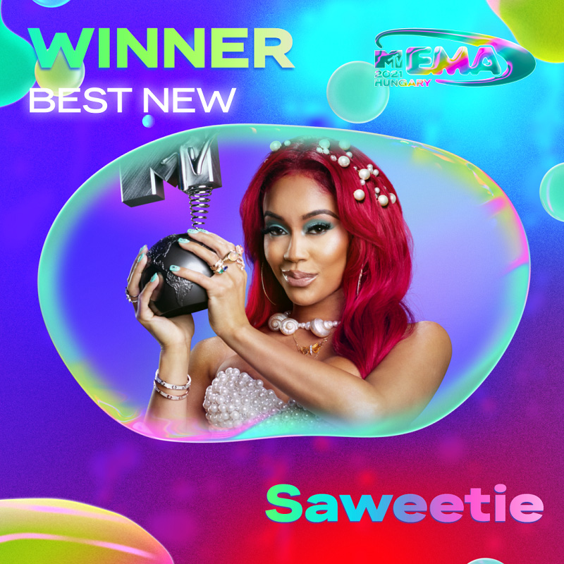 Saweetie wins the award for Best New Artist at the EMA's
