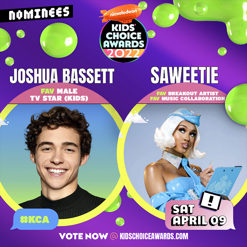 Saweetie & Joshua Bassett nominated for the 2022 Nickelodeon’s Kids’ Choice Awards 