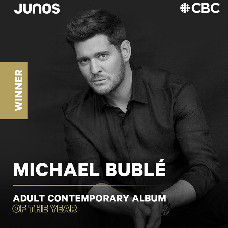 Michael Bublé wins the Juno Award for Best Adult Contemporary Album