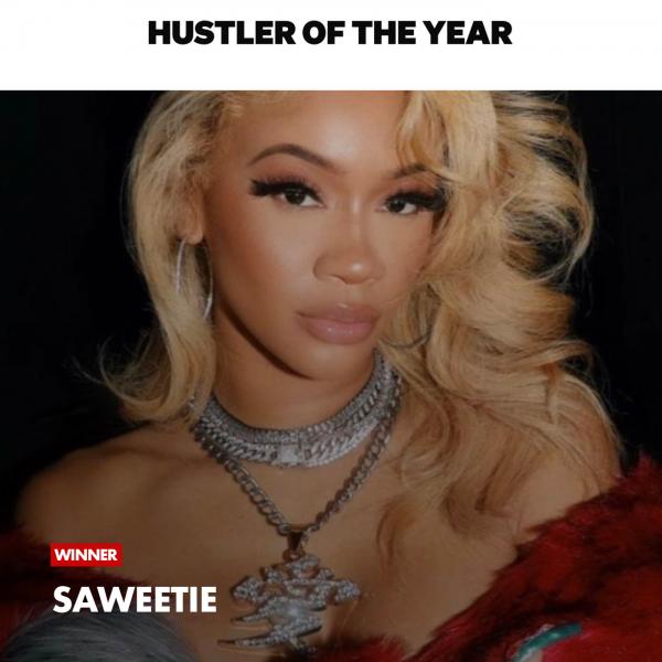 SAWEETIE WINS 'HUSTLER OF THE YEAR' AT THE 2021 BET HIP HOP…