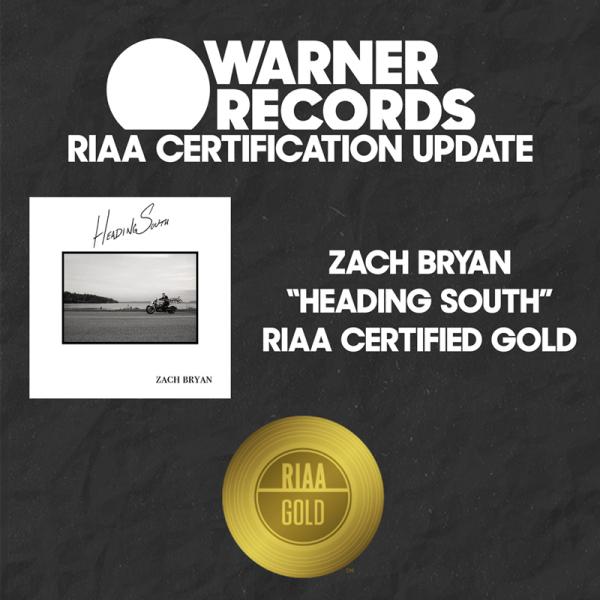 Zach Bryan "Heading South" Certified Gold